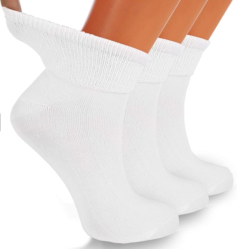 Diabetic Ankle Socks, 3 Pairs, Non-Binding, Breathable and Anti-Odor